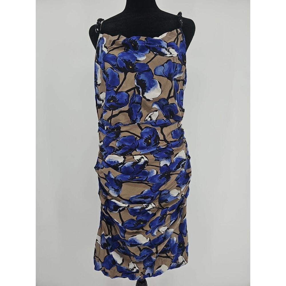 Moschino Pleated Midi Silk Dress Size 12 Cottage Core Fairy‎ Romantic Floral